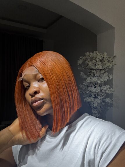 10” Copper Bob Wig paired with Kim k closure